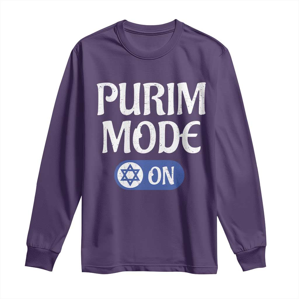 Funny Purim Mode On Long Sleeve Shirt Jewish Star of David