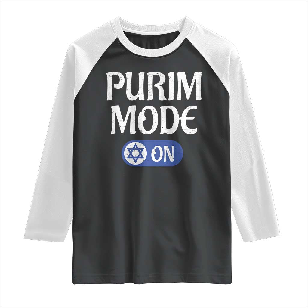 Funny Purim Mode On Raglan Shirt Jewish Star of David
