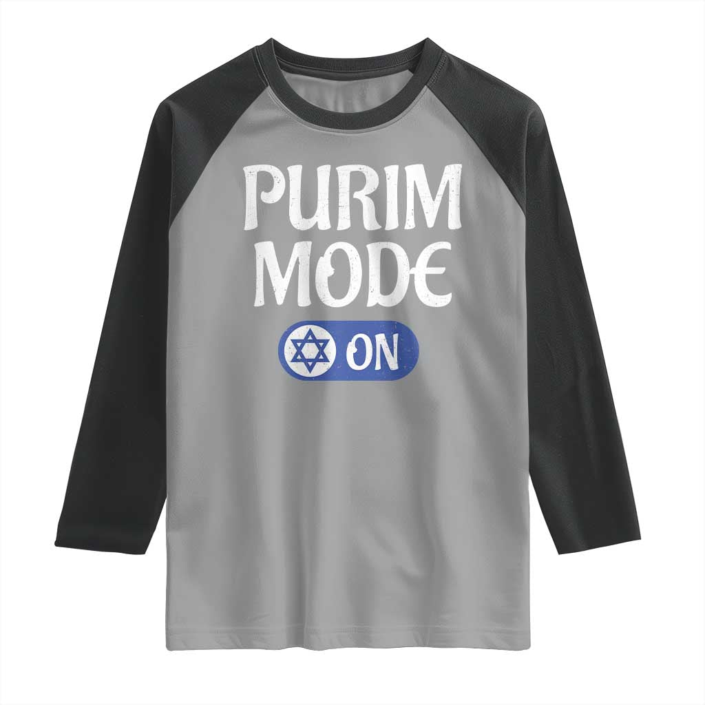 Funny Purim Mode On Raglan Shirt Jewish Star of David