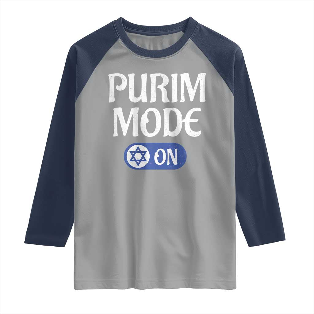 Funny Purim Mode On Raglan Shirt Jewish Star of David