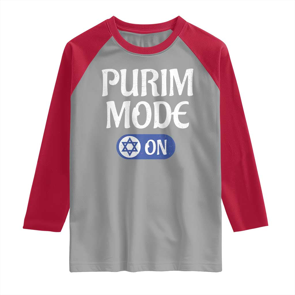 Funny Purim Mode On Raglan Shirt Jewish Star of David