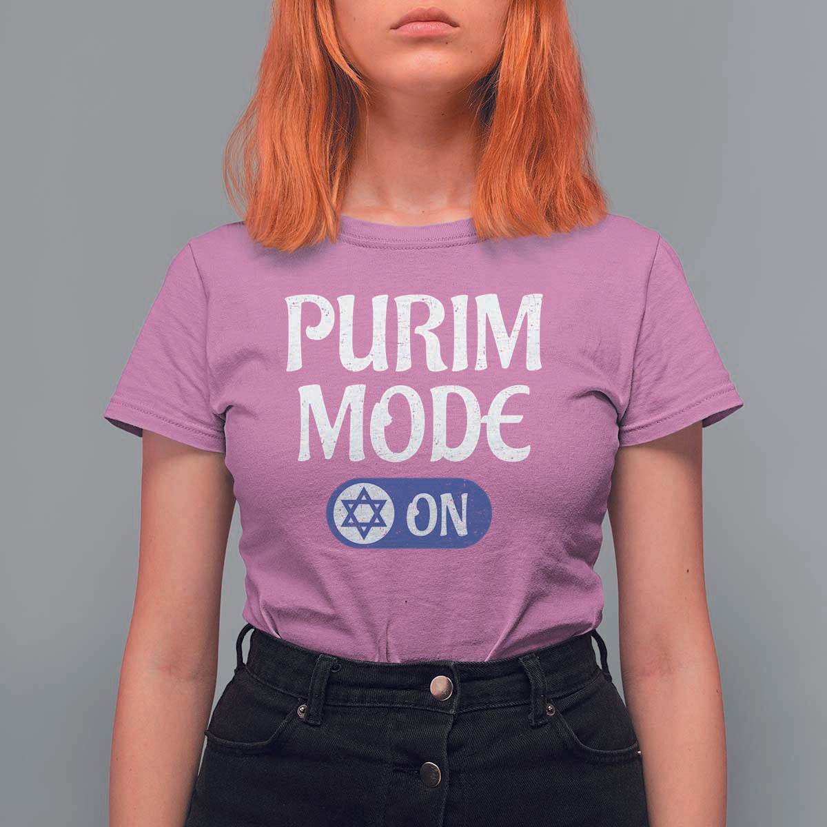Funny Purim Mode On T Shirt For Women Jewish Star of David