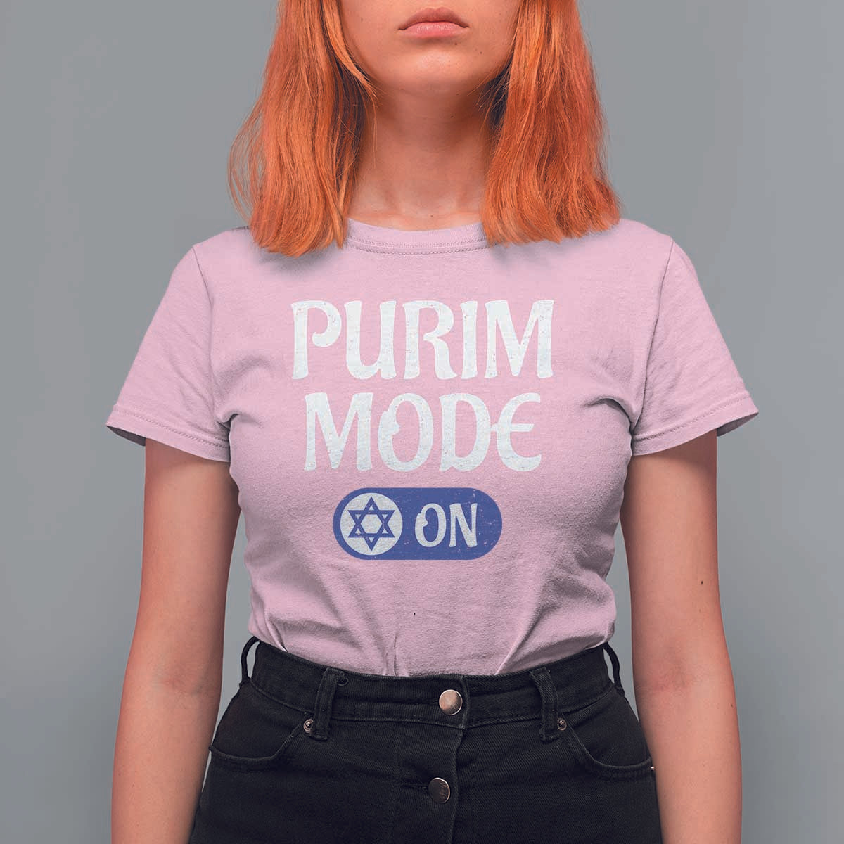 Funny Purim Mode On T Shirt For Women Jewish Star of David