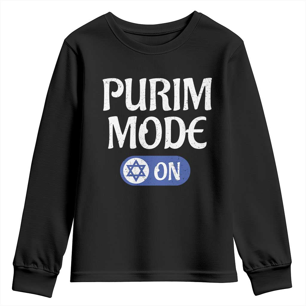 Funny Purim Mode On Youth Sweatshirt Jewish Star of David