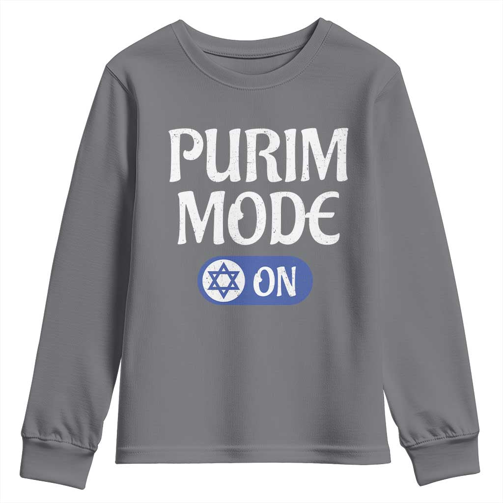 Funny Purim Mode On Youth Sweatshirt Jewish Star of David