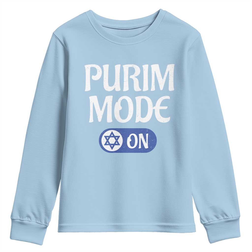 Funny Purim Mode On Youth Sweatshirt Jewish Star of David