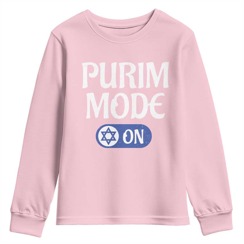 Funny Purim Mode On Youth Sweatshirt Jewish Star of David