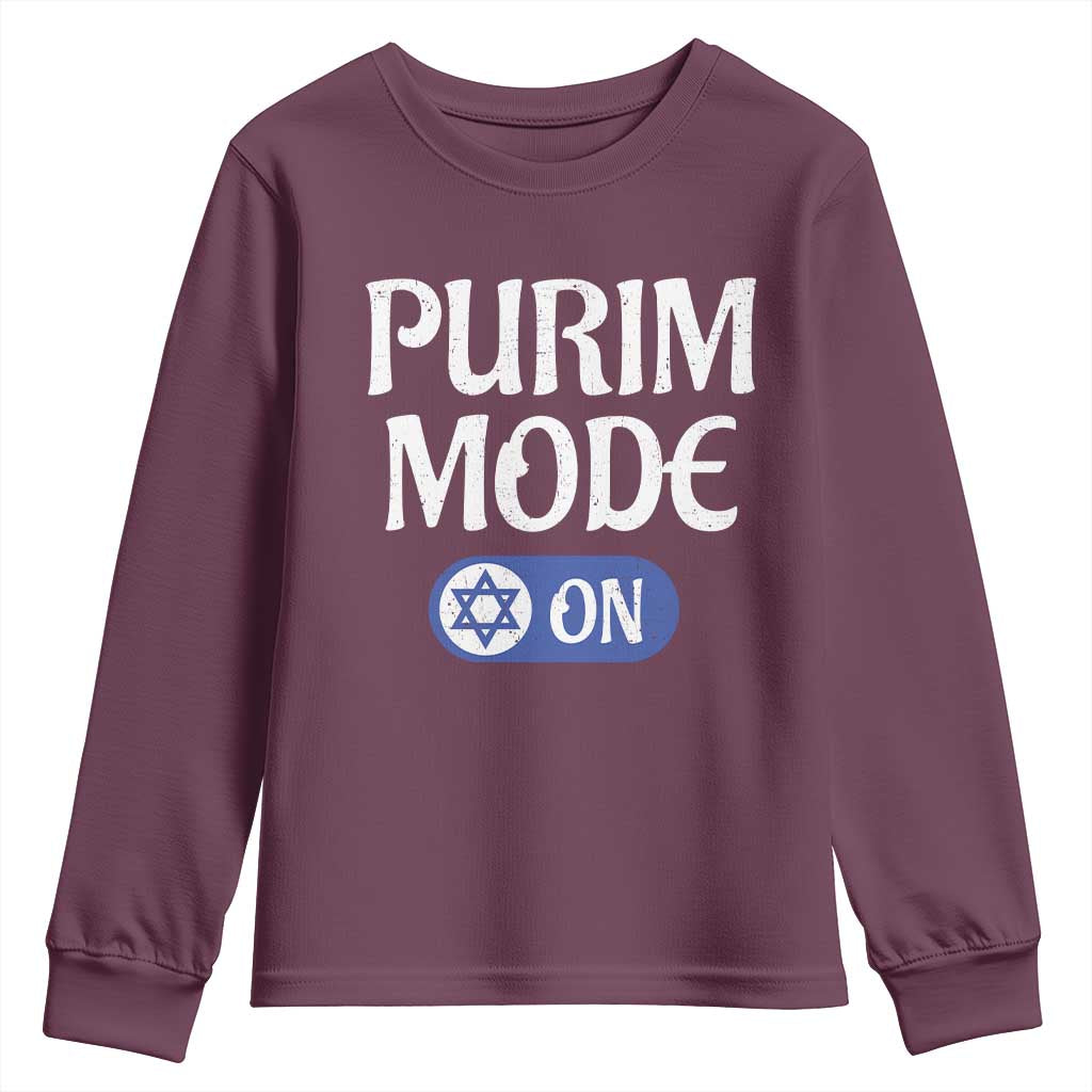 Funny Purim Mode On Youth Sweatshirt Jewish Star of David