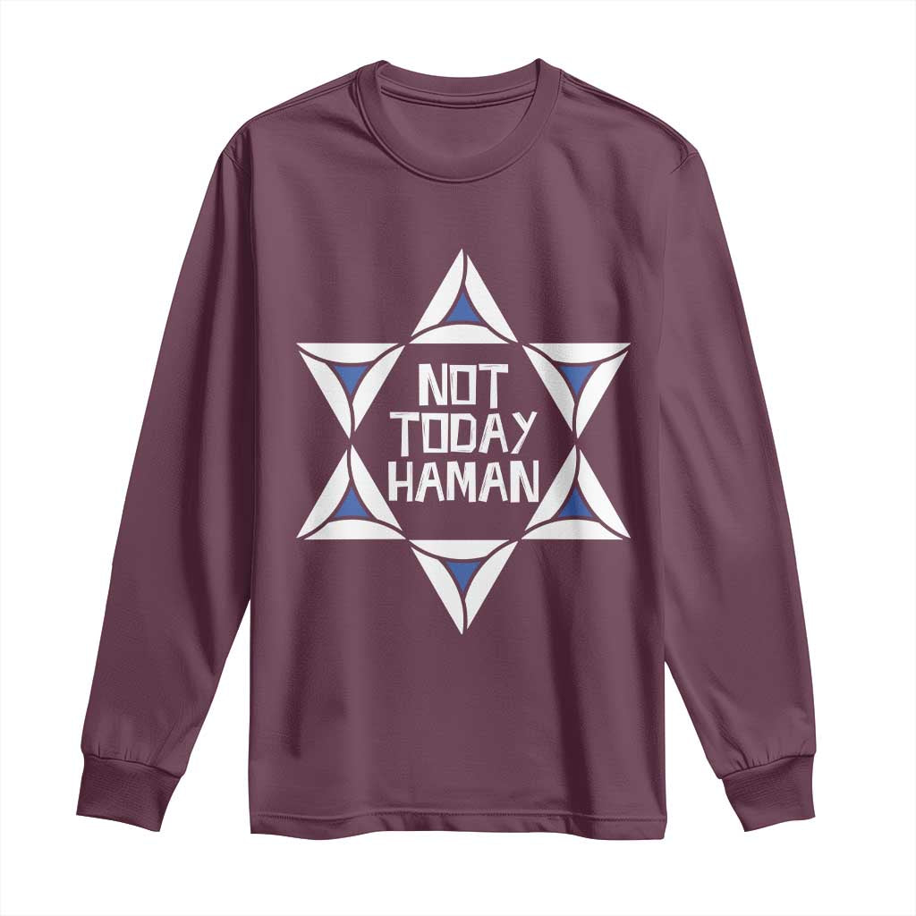 Not Today Haman Purim Long Sleeve Shirt Hamantash Jewish Star of David