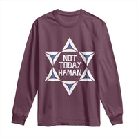 Not Today Haman Purim Long Sleeve Shirt Hamantash Jewish Star of David