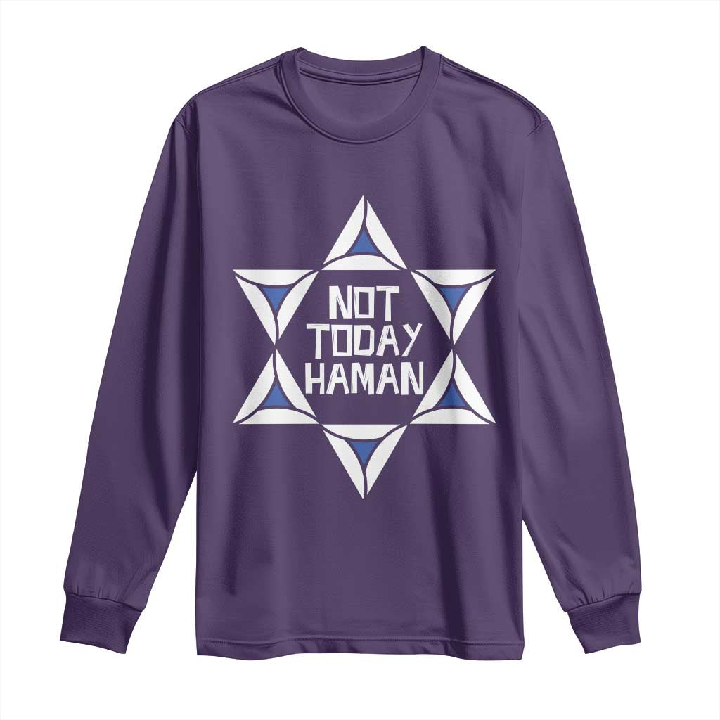 Not Today Haman Purim Long Sleeve Shirt Hamantash Jewish Star of David