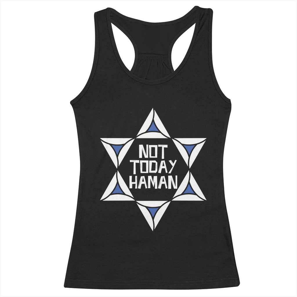 Not Today Haman Purim Racerback Tank Top Hamantash Jewish Star of David