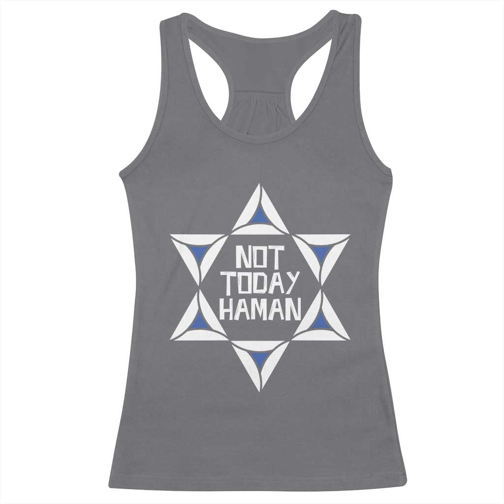 Not Today Haman Purim Racerback Tank Top Hamantash Jewish Star of David