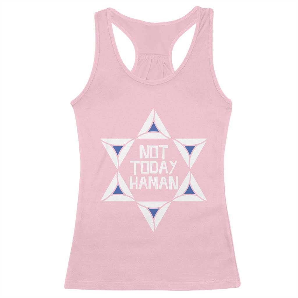 Not Today Haman Purim Racerback Tank Top Hamantash Jewish Star of David