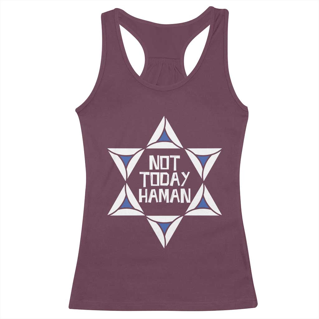 Not Today Haman Purim Racerback Tank Top Hamantash Jewish Star of David