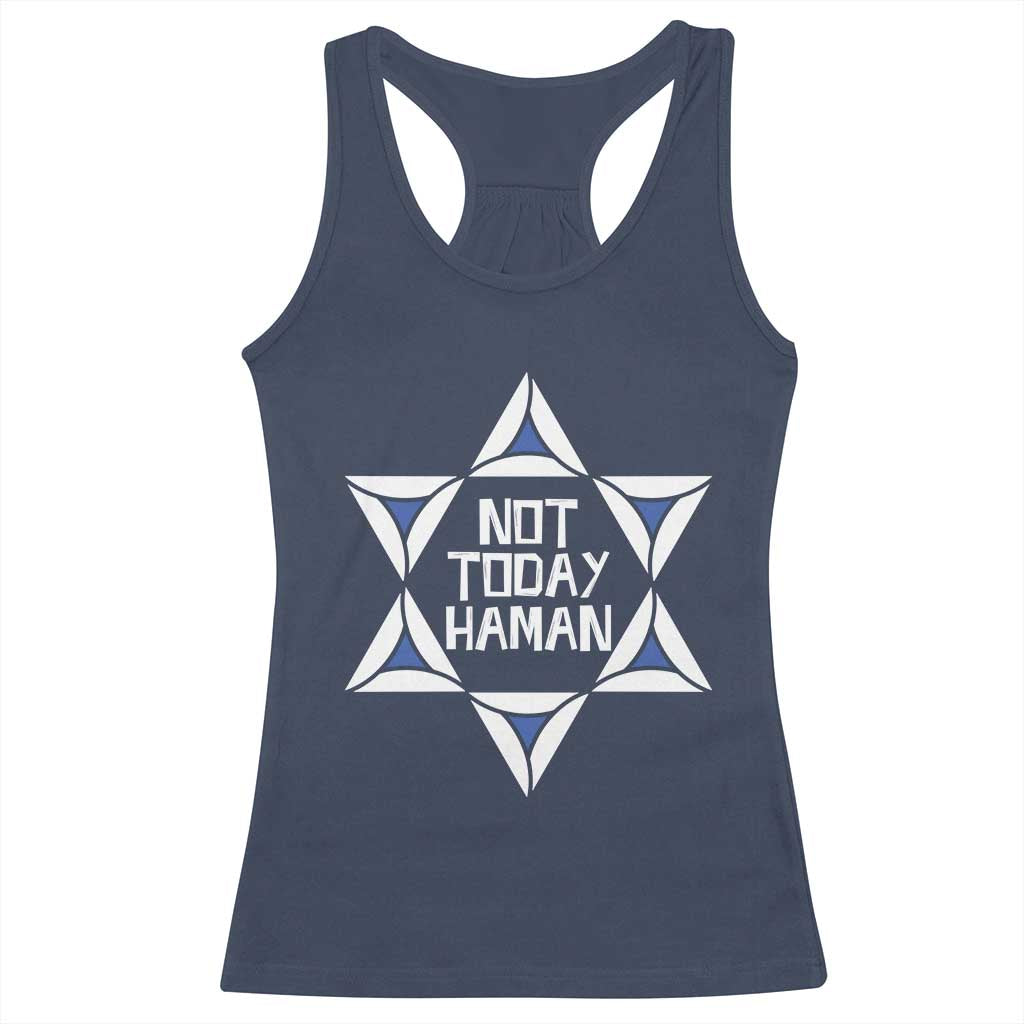 Not Today Haman Purim Racerback Tank Top Hamantash Jewish Star of David
