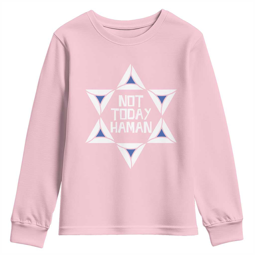 Not Today Haman Purim Youth Sweatshirt Hamantash Jewish Star of David