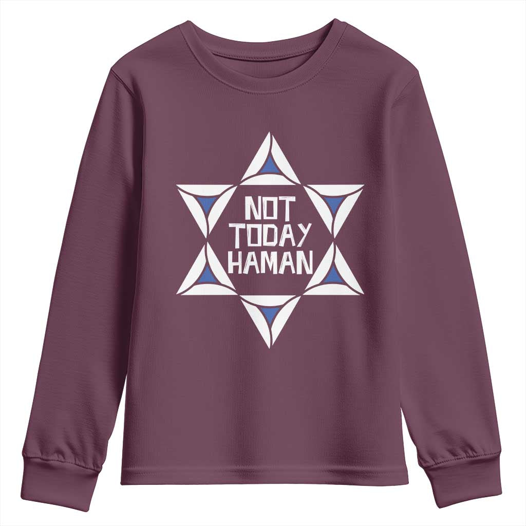Not Today Haman Purim Youth Sweatshirt Hamantash Jewish Star of David