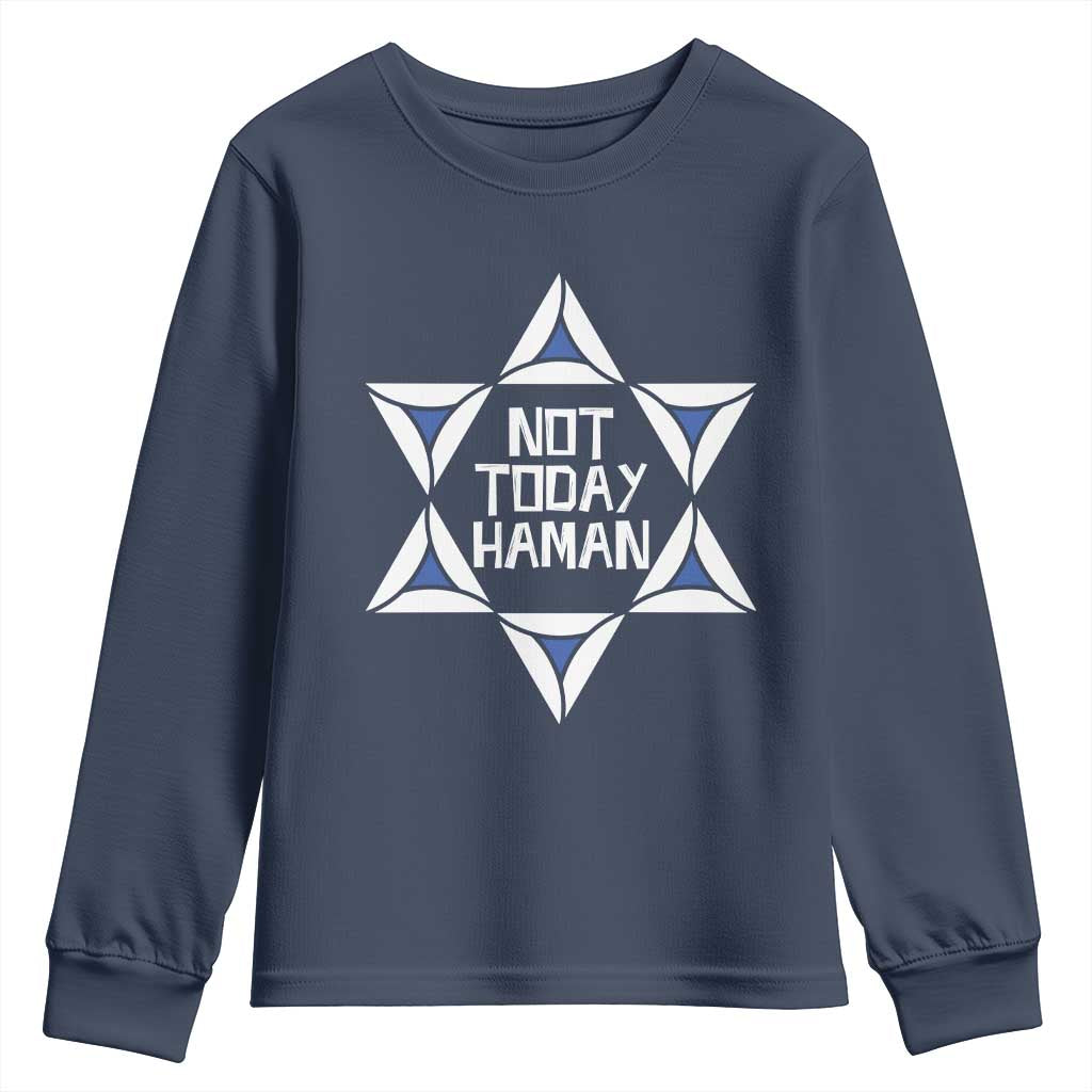 Not Today Haman Purim Youth Sweatshirt Hamantash Jewish Star of David