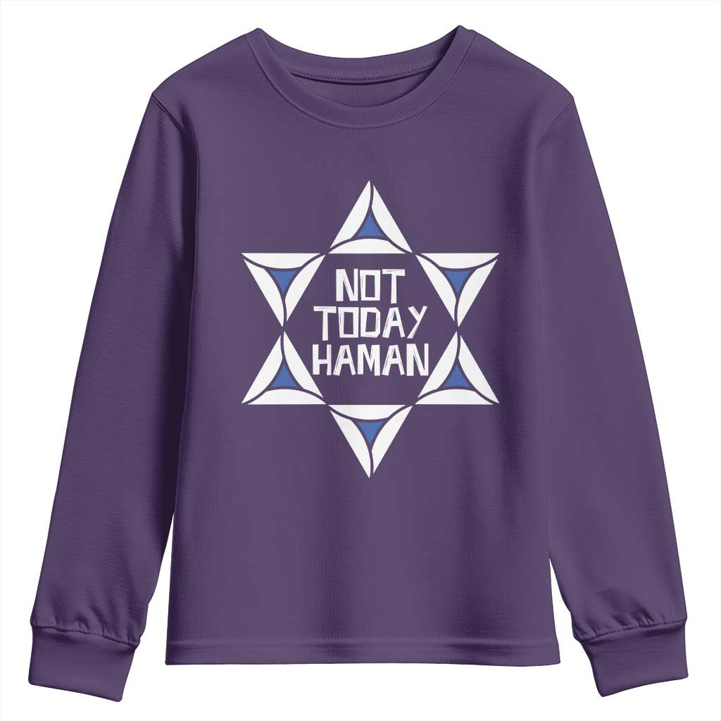 Not Today Haman Purim Youth Sweatshirt Hamantash Jewish Star of David