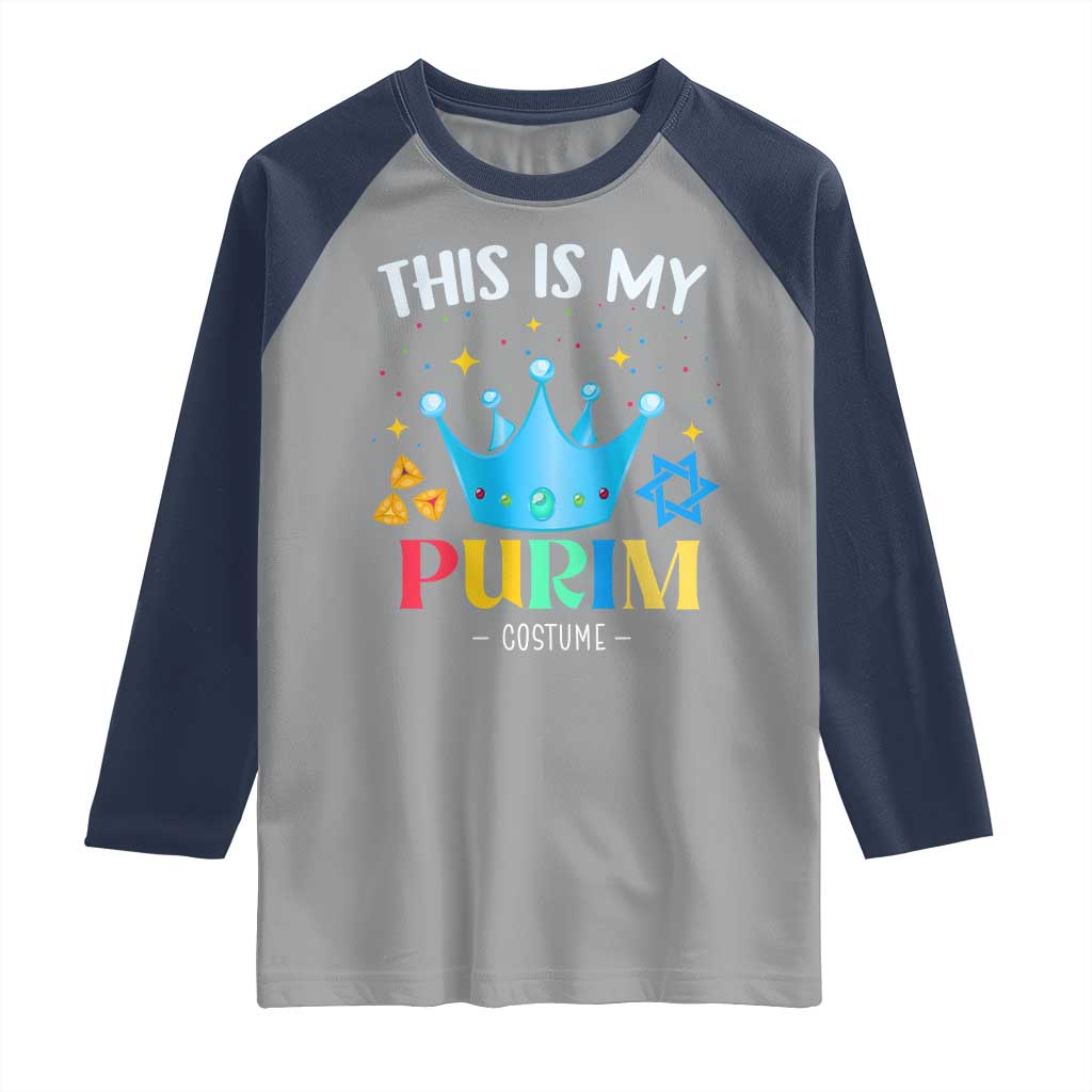 Funny Jewish This Is My Purim Costume Raglan Shirt