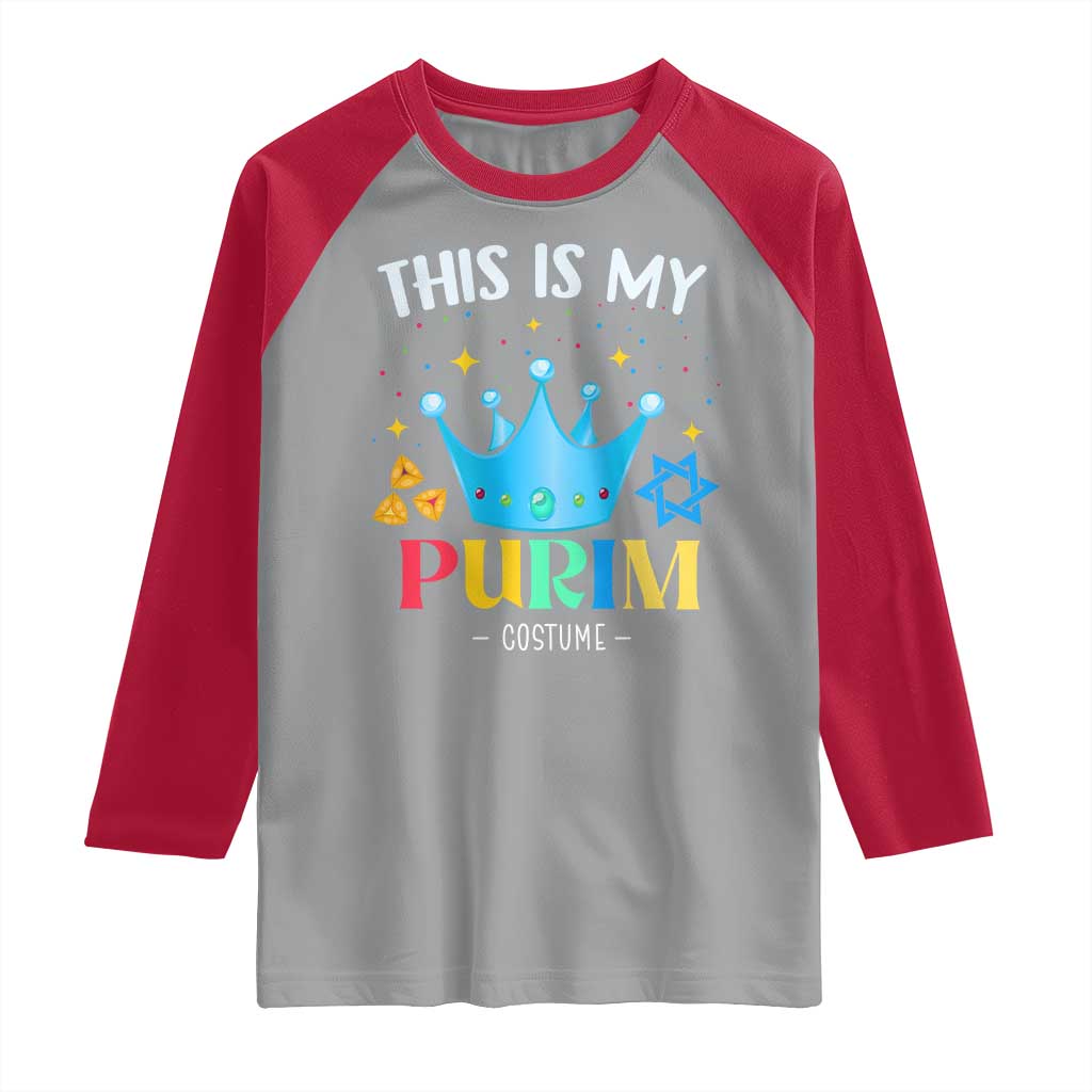 Funny Jewish This Is My Purim Costume Raglan Shirt