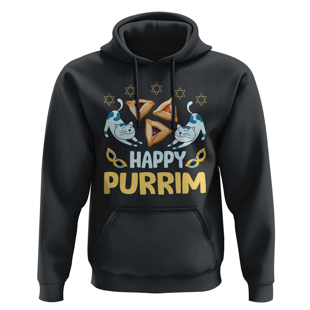 Purim Cat Hoodie Happy Purrim Hamantash Jewish Star of David