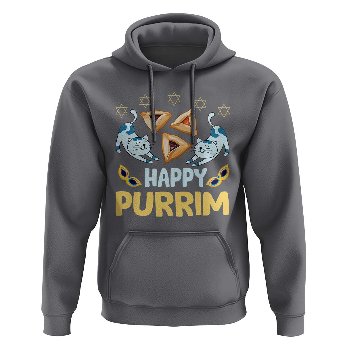 Purim Cat Hoodie Happy Purrim Hamantash Jewish Star of David