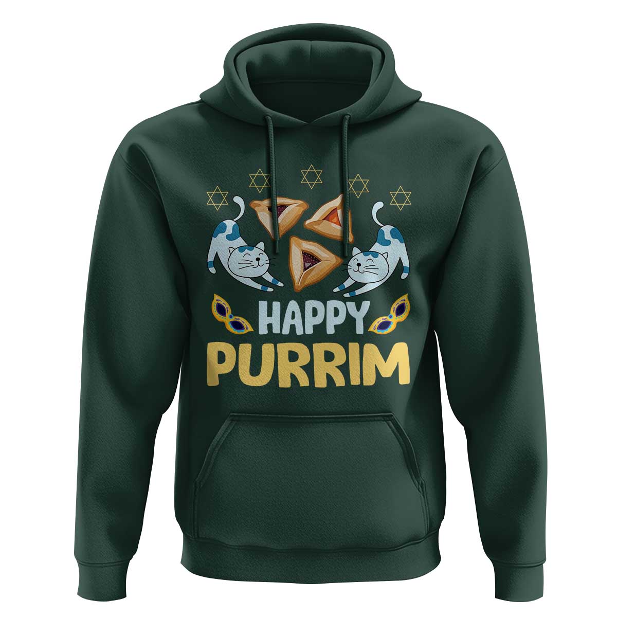Purim Cat Hoodie Happy Purrim Hamantash Jewish Star of David