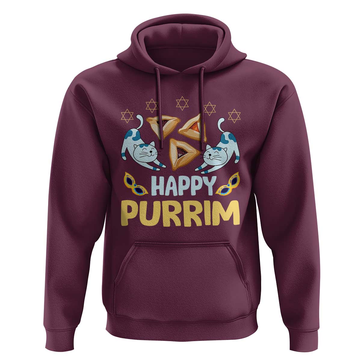Purim Cat Hoodie Happy Purrim Hamantash Jewish Star of David