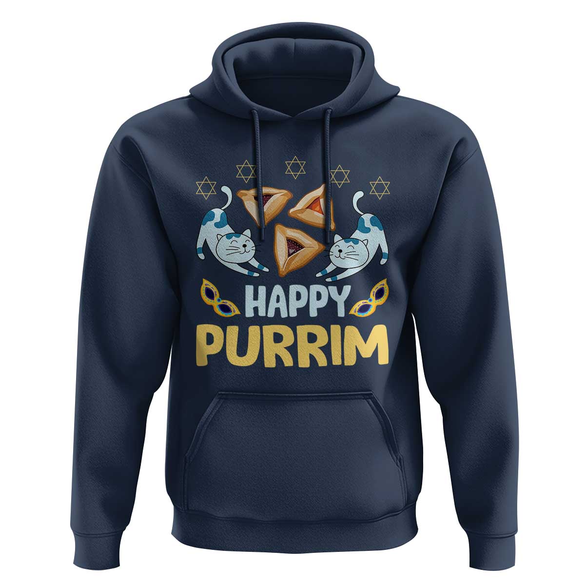 Purim Cat Hoodie Happy Purrim Hamantash Jewish Star of David