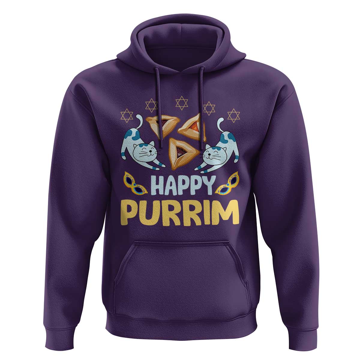 Purim Cat Hoodie Happy Purrim Hamantash Jewish Star of David