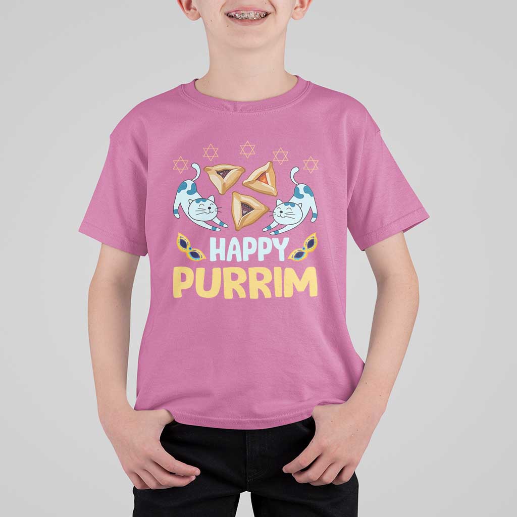 Purim Cat T Shirt For Kid Happy Purrim Hamantash Jewish Star of David