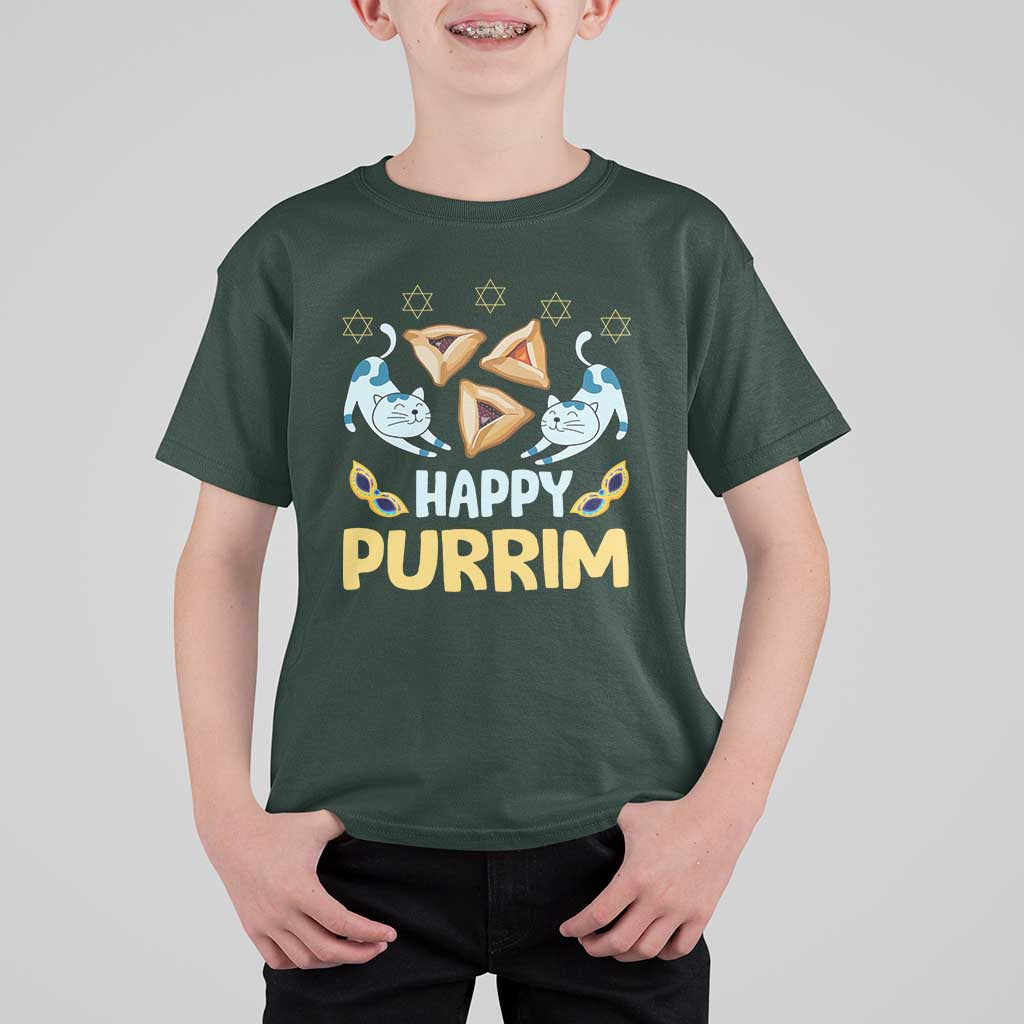 Purim Cat T Shirt For Kid Happy Purrim Hamantash Jewish Star of David