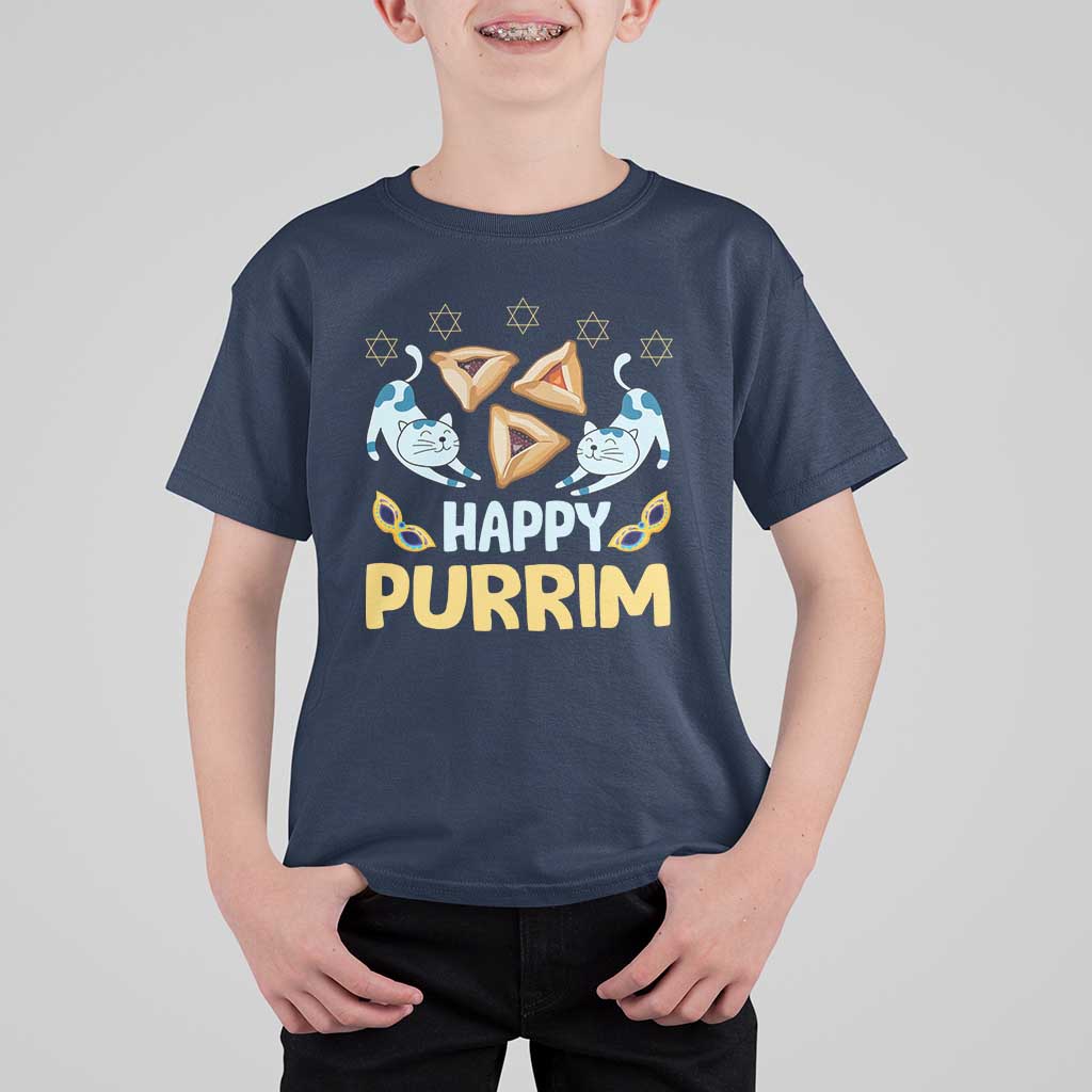 Purim Cat T Shirt For Kid Happy Purrim Hamantash Jewish Star of David