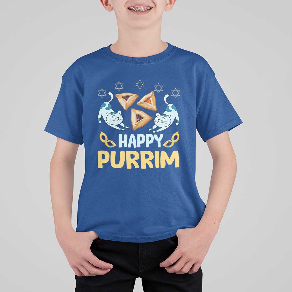 Purim Cat T Shirt For Kid Happy Purrim Hamantash Jewish Star of David