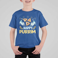 Purim Cat T Shirt For Kid Happy Purrim Hamantash Jewish Star of David