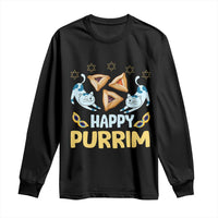 Purim Cat Long Sleeve Shirt Happy Purrim Hamantash Jewish Star of David