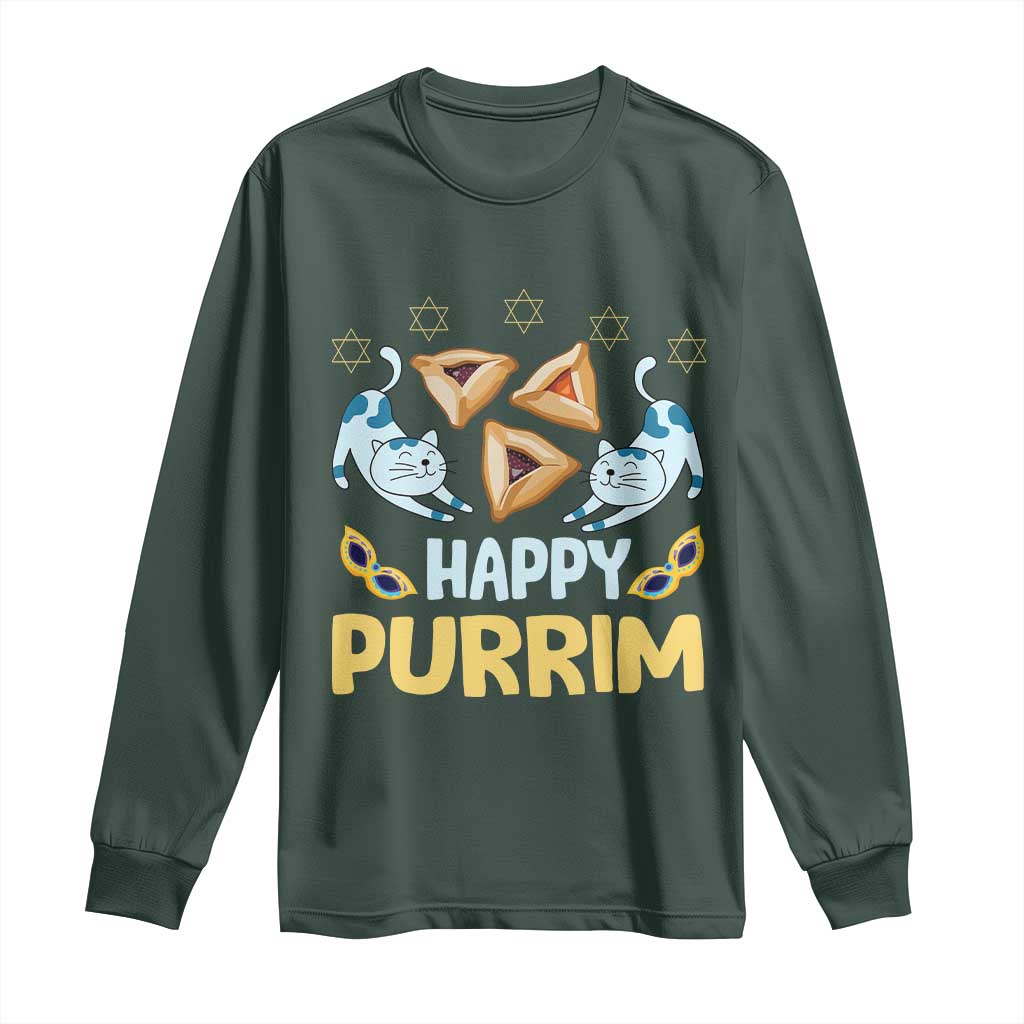 Purim Cat Long Sleeve Shirt Happy Purrim Hamantash Jewish Star of David