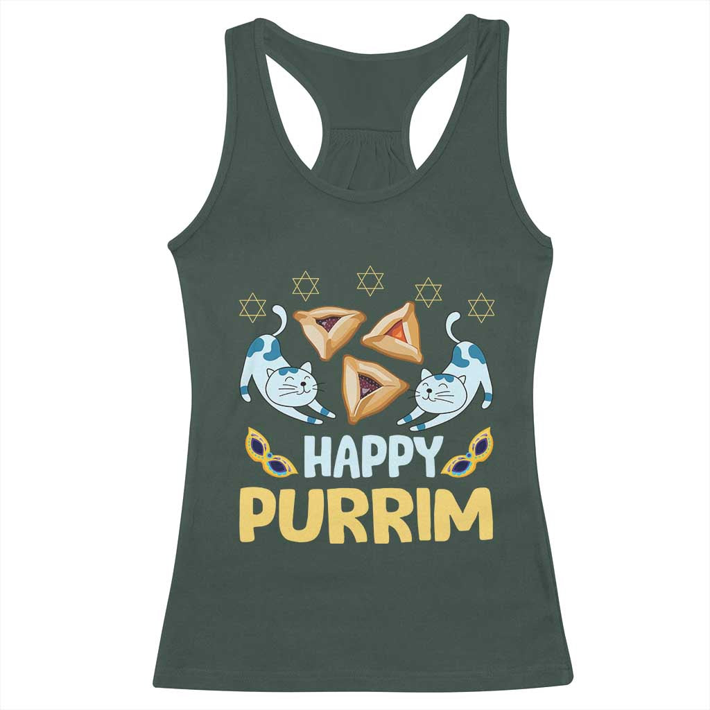 Purim Cat Racerback Tank Top Happy Purrim Hamantash Jewish Star of David