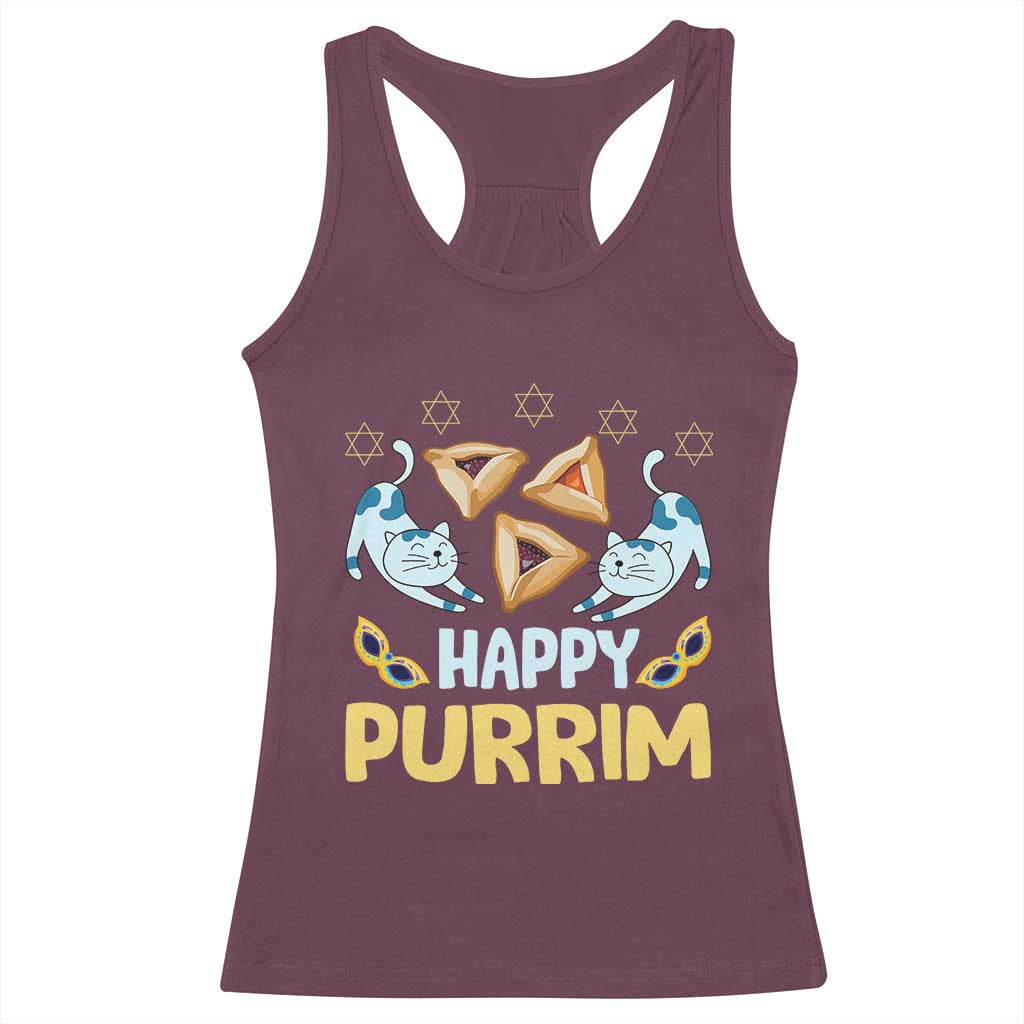 Purim Cat Racerback Tank Top Happy Purrim Hamantash Jewish Star of David