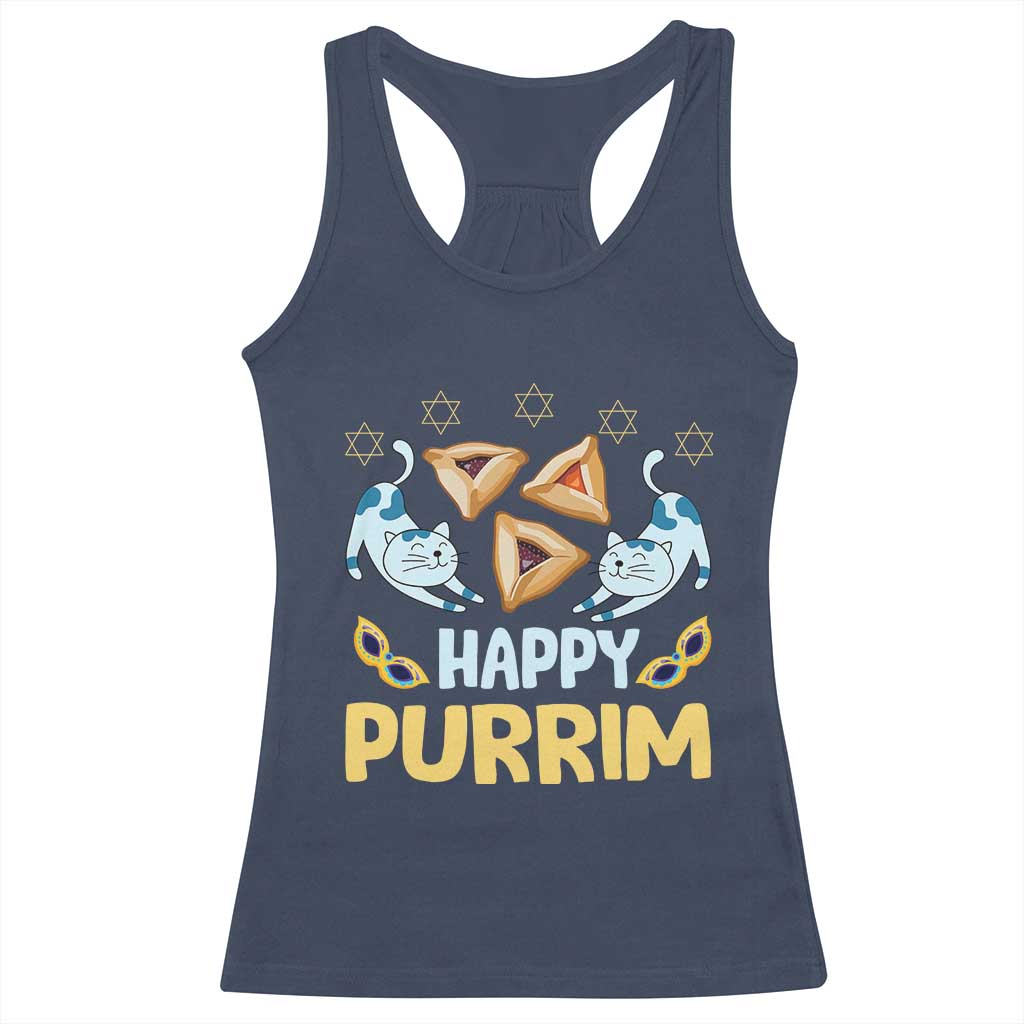 Purim Cat Racerback Tank Top Happy Purrim Hamantash Jewish Star of David