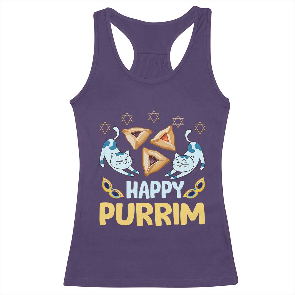 Purim Cat Racerback Tank Top Happy Purrim Hamantash Jewish Star of David