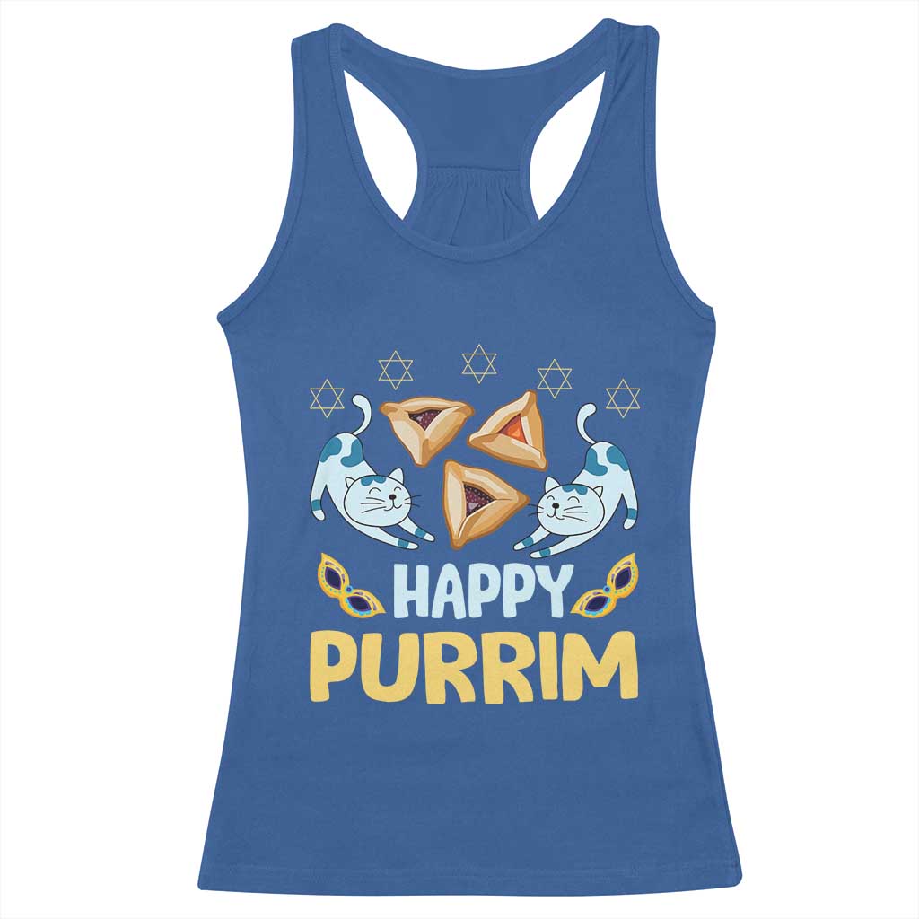 Purim Cat Racerback Tank Top Happy Purrim Hamantash Jewish Star of David