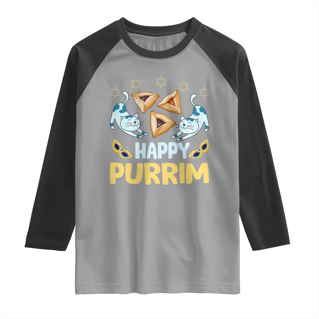 Purim Cat Raglan Shirt Happy Purrim Hamantash Jewish Star of David
