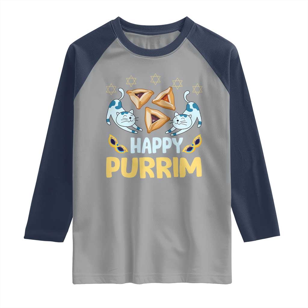 Purim Cat Raglan Shirt Happy Purrim Hamantash Jewish Star of David