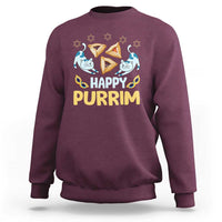 Purim Cat Sweatshirt Happy Purrim Hamantash Jewish Star of David