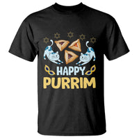 Purim Cat T Shirt Happy Purrim Hamantash Jewish Star of David