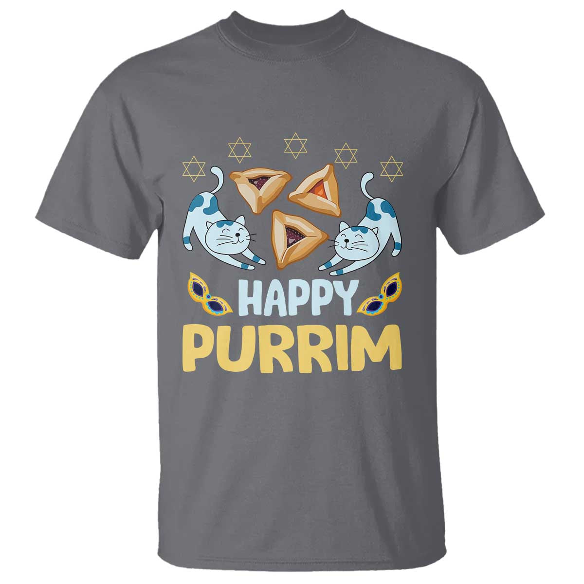 Purim Cat T Shirt Happy Purrim Hamantash Jewish Star of David