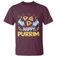 Purim Cat T Shirt Happy Purrim Hamantash Jewish Star of David